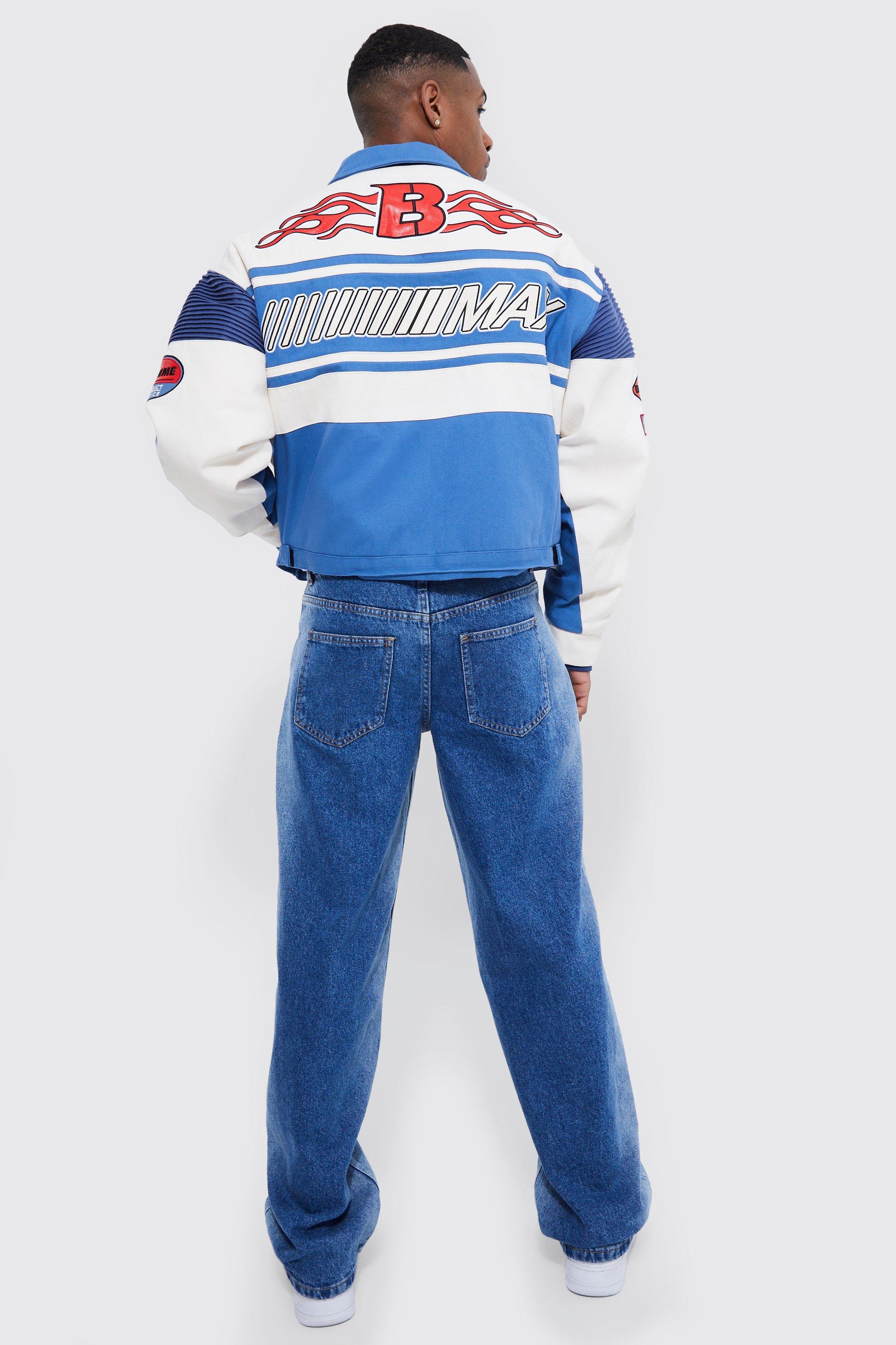 Boxy Twill Collared Moto Jacket | boohoo